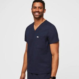 Mens Navy Blue Figs Scrub Top